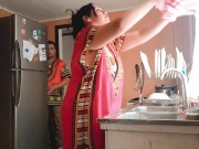 Stepson fucked his indian stepmom while she was cooking in the middle of the day 2/16