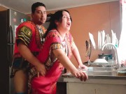 Stepson fucked his indian stepmom while she was cooking in the middle of the day 4/16