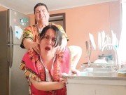 Stepson fucked his indian stepmom while she was cooking in the middle of the day 8/16