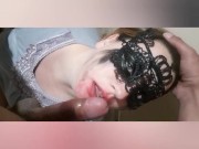 Deep blowjob , handjob and cum in mouth