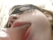 I take off my panties in the bathroom, fuck myself with a dildo in my pussy and sic on your face at 7/16