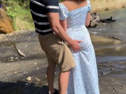 Amateur couple fucking on the beach. Extreme sex in a public place. 4/16