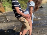 Amateur couple fucking on the beach. Extreme sex in a public place. 6/16