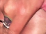 Closeup big cock fucking pierced, wet, pink pussy 4/16