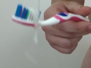 Cleaning their toothbrush 16/16