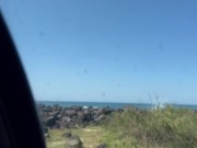 Getting kinky to fuck in the car at the beach and creampie 2/16