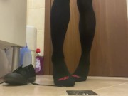 Boy Cum in Bathroom Wearing Thigh Socks and Converse 7/16