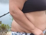 Flashing my thick bbw big ass to voyeurs fishing on the lake pov hubby films 3/16