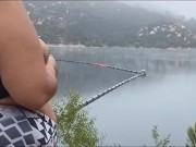 Got caught flashing my big tits to fisherman on the lake. Pov hubby films 7/16