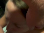 Sexy 18 year old gags while trying to swallow massive load during blowjob