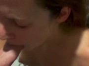 Sexy 18 year old gags while trying to swallow massive load during blowjob 3/16