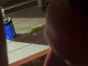 Sucking strangers dick on cruise ship balcony while people are at the bar below 12/16