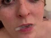 Submissive Redhead Takes Multiple Loads - Bukkake Gangbang 3/16