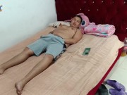 I LOOK AT MY DARK-HAIRED STEPBROTHER MASTURBATING AND HELP HIM WITH MY MOUTH. 4/16