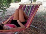 He caught me masturbating outside and helped me cum with his fingers and cock. 1/16