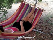 He caught me masturbating outside and helped me cum with his fingers and cock. 2/16