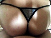 Let's have a quickie on the desk! (Huge Cock Cumming on her Ass in thong) 12/16