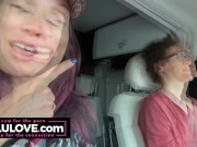 Babe talking all about behind the porn scenes while riding passenger in RV sharing details from candid daily life - Lelu Love 7/16