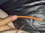 Estim hands-free orgasm milking with urethral electrode and prostate butt plug 10/16