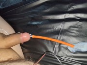 Estim hands-free orgasm milking with urethral electrode and prostate butt plug 14/16