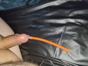 Estim hands-free orgasm milking with urethral electrode and prostate butt plug 5/16