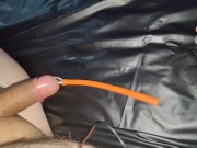Estim hands-free orgasm milking with urethral electrode and prostate butt plug 6/16
