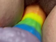 SSBBW slow fucked with dildo close up 3/16
