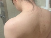 Asian model pees and soaps up in shower 5/16