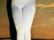 Slut drenches her yoga pants in piss outdoors 1/16