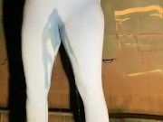 Slut drenches her yoga pants in piss outdoors 7/16