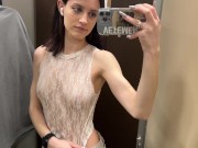Petite Teen Luna Transparent Try-On - someone was spying on me in the fitting room?? 2/16