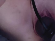 Birthing my inflatable dildo after a rough session with master.