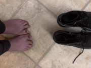 Trying on domme boots 15/16