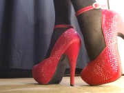 Black Thigh High Stockings Gorgeous Fuchsia Gem Heels 4/16