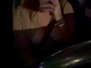 Italian Big tits MILF Artemisia Love Night Car Ride / BOOBS PLAY/FLASH 14/16