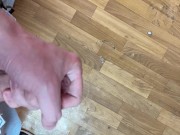 I jerked off my uncut cock with big balls in the office while everyone was at lunch and came hard 15/16