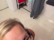 BBW Step Mom MILF gives a blowjob and gets cum on her face in return 15/16