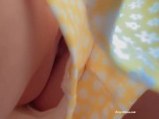 Pussy without panties on the bus. Hidden Rubbing clit under skirt