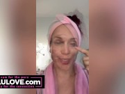 Big boobs babe flashes + closeup asshole pussy puckering dirty talk, flexing biceps new blonde wig, sweaty bikini - Lelu Love 11/16