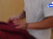 Vlogger Gets a BJ in Hallway from Hot Chick with Big Tits and Fucks Her at Home 7/16