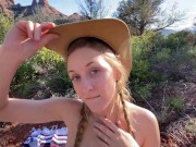 Ride him cowgirl public sex - Horny Hiking ft Molly Pills - POV 4K 3/16