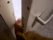 Peeping a cumshot in a public college toilet 8/16