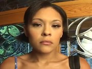 Ebony skin Sunshine has threesome sex with double penetration 1/16