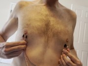 Fun with Magic Wand, Anal plug, and nipple clamps. Massive load!! 2/16