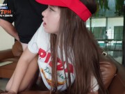 Fucked a pizza delivery girl for being late, got a tip with a powerful creampie in her pussy 10/16