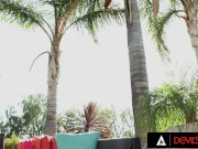 DEVILS FILM - Cute Teen Girl Aliya Brynn Deepthroats And Fucks Older Man's Cock In The Pool 1/16