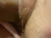 ASMR close up of pussy getting fucked by huge hard cock.  Milf has multiple gushing orgasms. 11/16