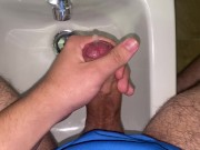 Teen has a huge cumshot after a few weeks of no fap