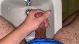 Teen has a huge cumshot after a few weeks of no fap