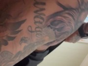 Fucking a hot milf from behind while I choke her with a belt around her neck 14/16